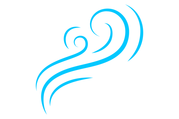 Blue Air Motion Lines: Wind Symbol & Steam Design Guide
