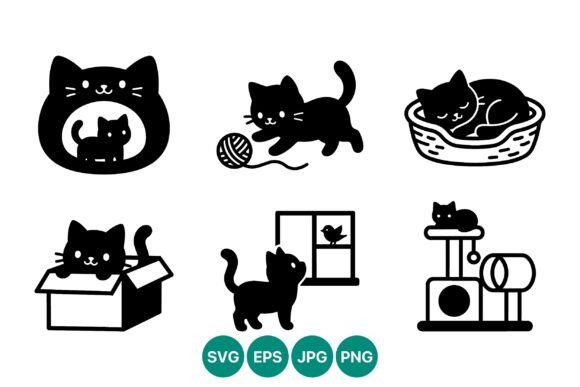 Cats in Motion Line Art: Playful Vectors for Creative Projects