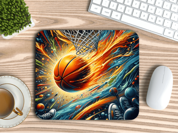 Fire Basketball Motion Graphic Mousepad: A Dynamic Design Asset