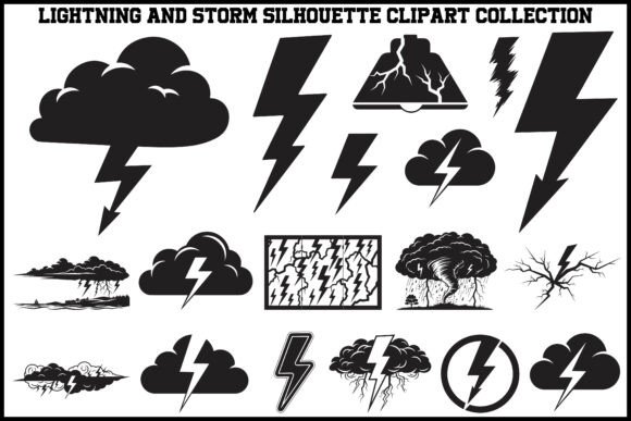 Harness the Energy: Storm and Thunder Silhouette Graphics for Modern Design