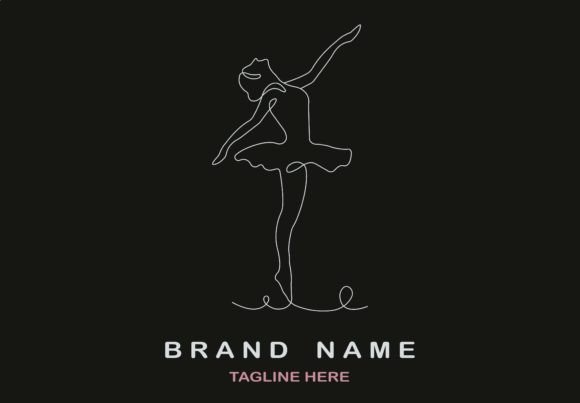 Line Drawing Ballerina in Ballet Motion: Elegant Branding