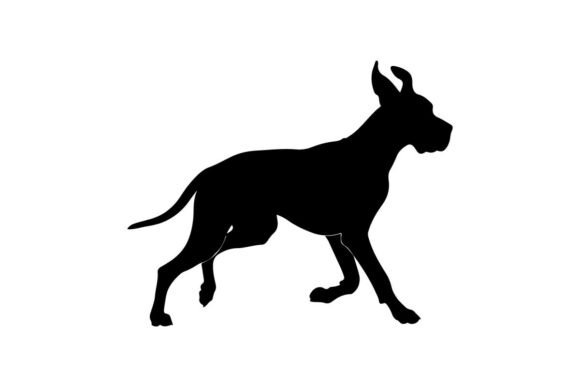 Silhouette of a Great Dane Dog in Motion: A Dynamic Design Asset