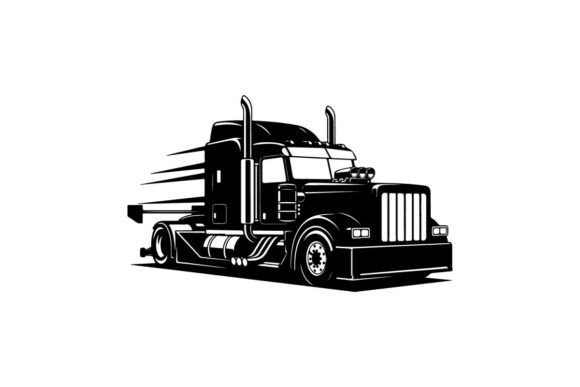 Silhouette of a Semi Truck with Motion L: Bold Vector Design for Creators