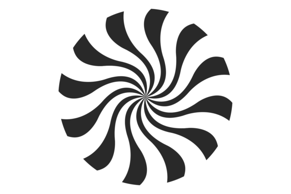 The Dynamic Energy of Black Round Swirl. Twisting Motion Circl